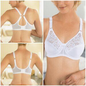 Glamorise 50B 50C COMPLETE COMFORT Bra (WIRELESS) Stretch CONVERTIBLE WHITE NEW